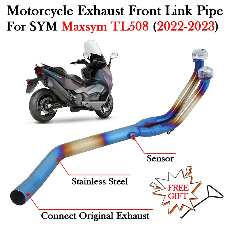 Slip On For SYM Maxsym TL508 TL 508 2022 2023 Motorcycle Exhaust Front Middle Link Pipe Modify Escape Connect Original Muffler