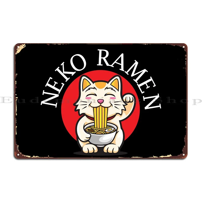 

Cat Ramen Metal Sign Wall Decor Vintage Design Customize Club Tin Sign Poster