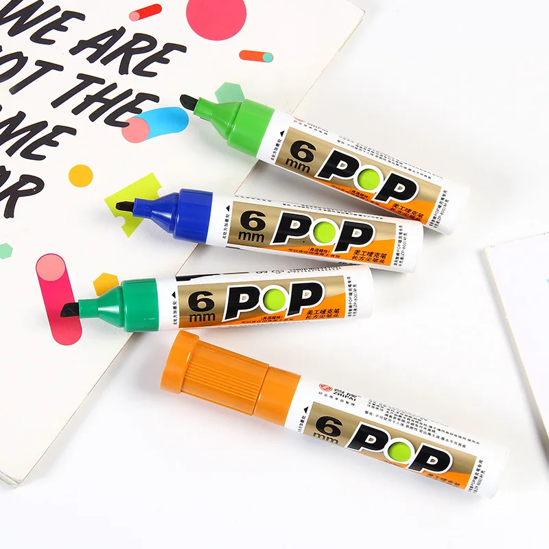 POP-30mm 영구 마커 펜 12색 광범위한 치즐형 영구 태깅펜 (슈퍼마켓, 세라믹, 유리, 목재, 암석 페인팅용)