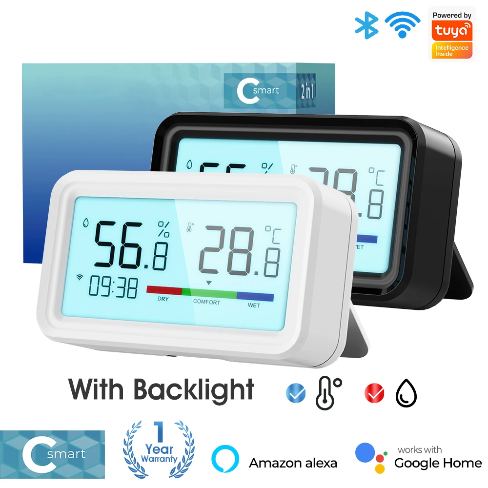 

Tuya Smart Home WiFi Temperature Humidity Sensor Indoor Hygrometer Monitor Backlight Time Display Control for Alexa Google