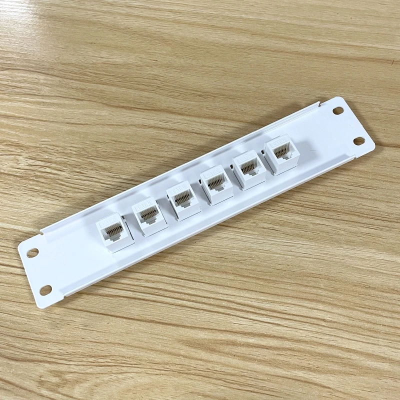 6 포트 CAT6 패치 패널은 RJ45 네트워크 케이블 랙/벽면 마운트용 코딩된 T568A/B 배선을 위해 비차폐 후면 CAT6을 지원합니다.