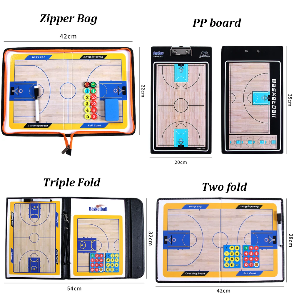 Basketball Coaching Board Foldable Erasable Magnetic Tactics Training Strategy Board Kit Dry Erase Marker Pen & Zipper Bag soccer tactical board