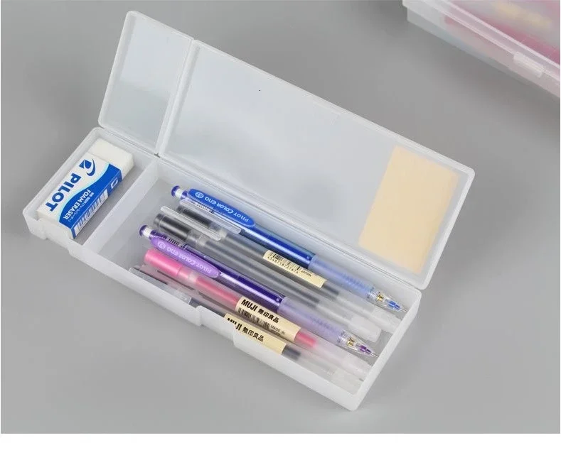Transparent Pencil Case MUJIs Plastic Storage Box Kawaii Japan Frosted Simple Hard Stationery Office Kid School Student Gift,pencil cases,stationery box