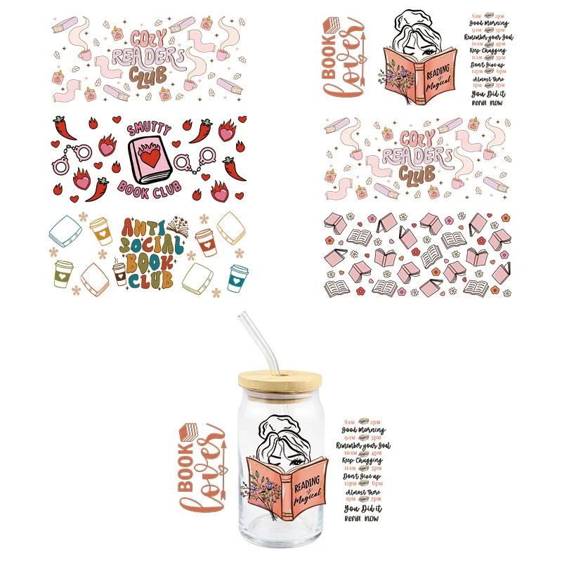Cartoon Books UV DTF Wrap Transfer Stickers Fashion Trend Design DIY Waterproof DTF Wrap for Glasses Cups Mugs Decal