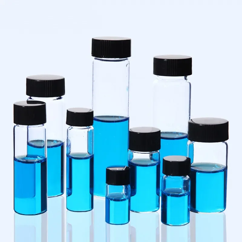 Glass Seal Bottle 20pcs/lot 3-50ml Clear/Brown With Plastic Lid Screw Cap