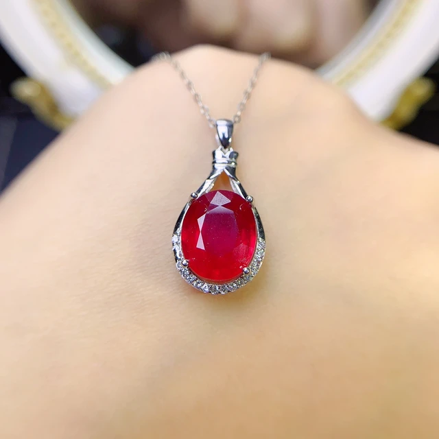 Angara Oval Natural Ruby Pendant Necklace with India | Ubuy