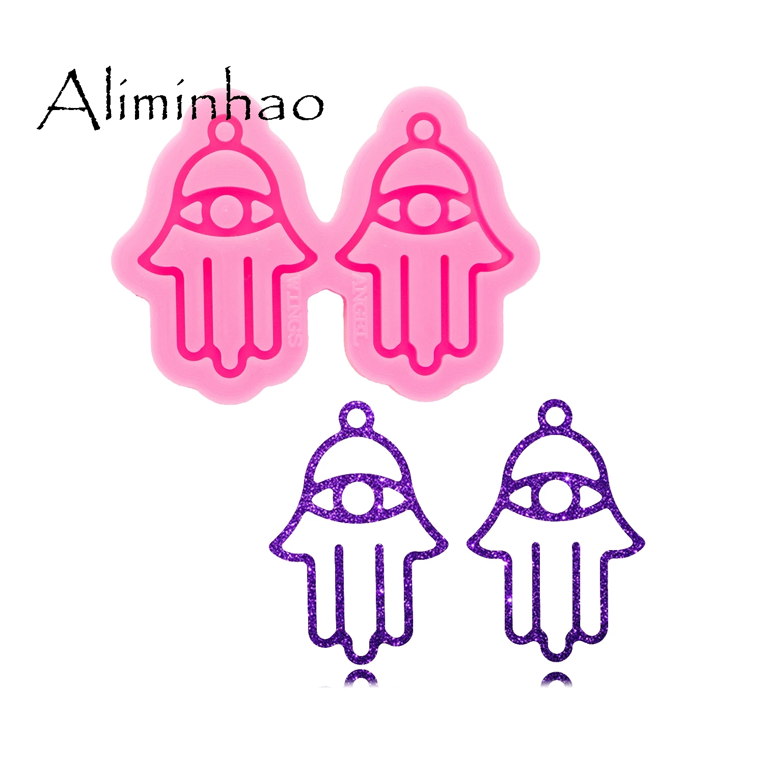 DY0634 Super Glänzend Harz Form Hamsa Hand Ohrring Epoxy Handwerk Silikon Formen Polymer Clay Mould DIY Halskette Schmuck Machen
