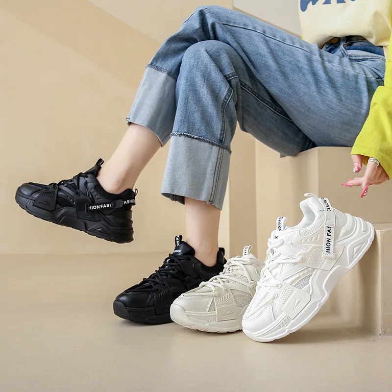 

New White Shoes Women's Leisure Pump Platform Sports Sandals Flat Women Summer Mesh Breathable Sneakers Footwear