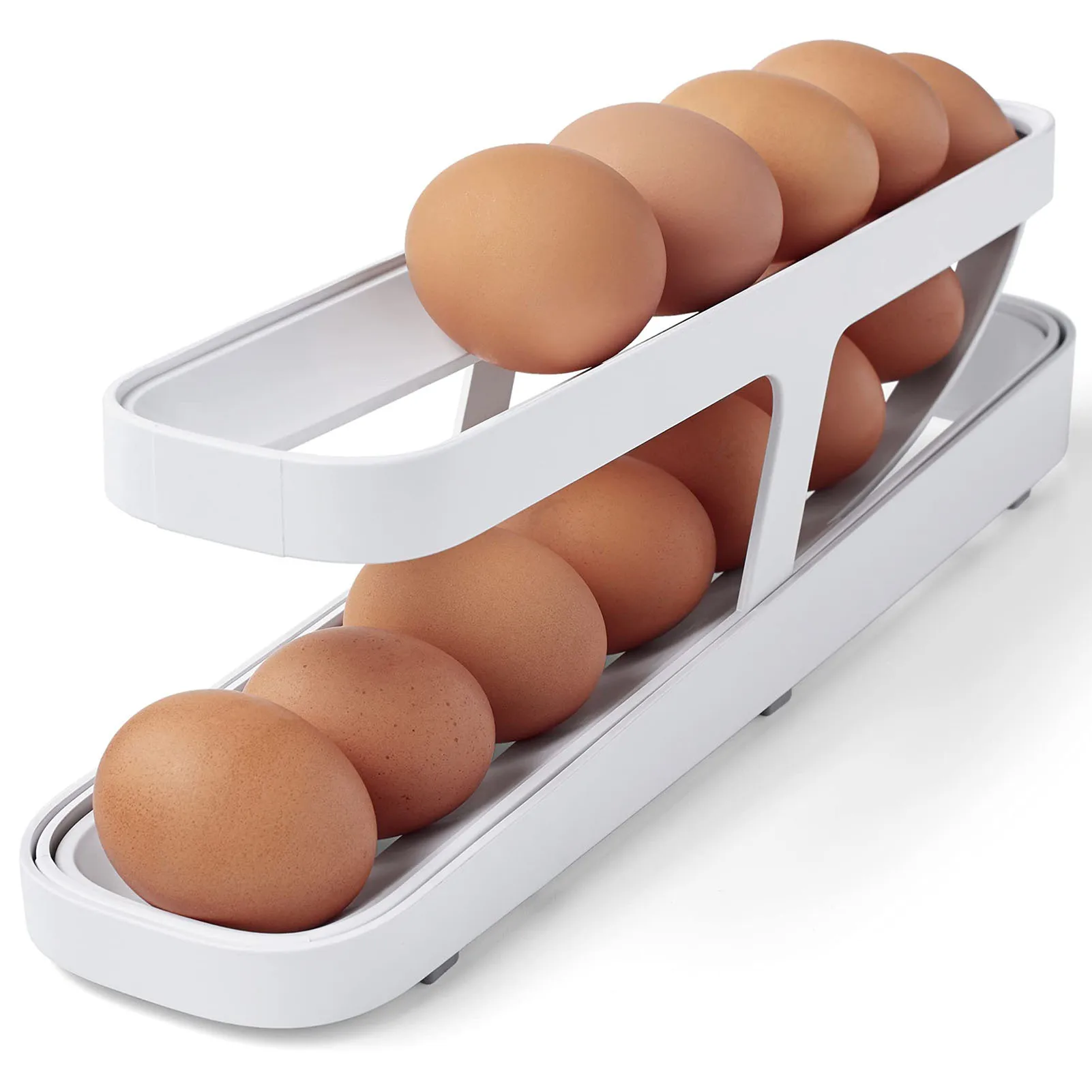

kitchen accessories Auto Scrolling Refrigerator Egg Dispenser Rack Holder Storage Box Automatic Rolldown Container Organizer