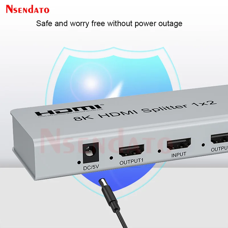8K 60Hz HDR HDMI Splitter 1x2 4K 60hz HDMI 2.0 Splitter Converter 1 In 2 Out HDMI Switch For 7680x4320P for TV PS5 Xbox Game PC