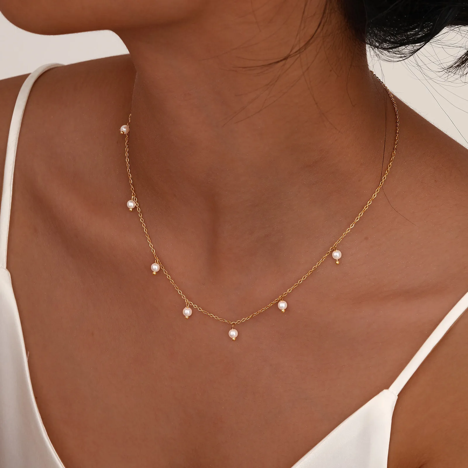 Collier en Y ras de cou losange acier inoxydable