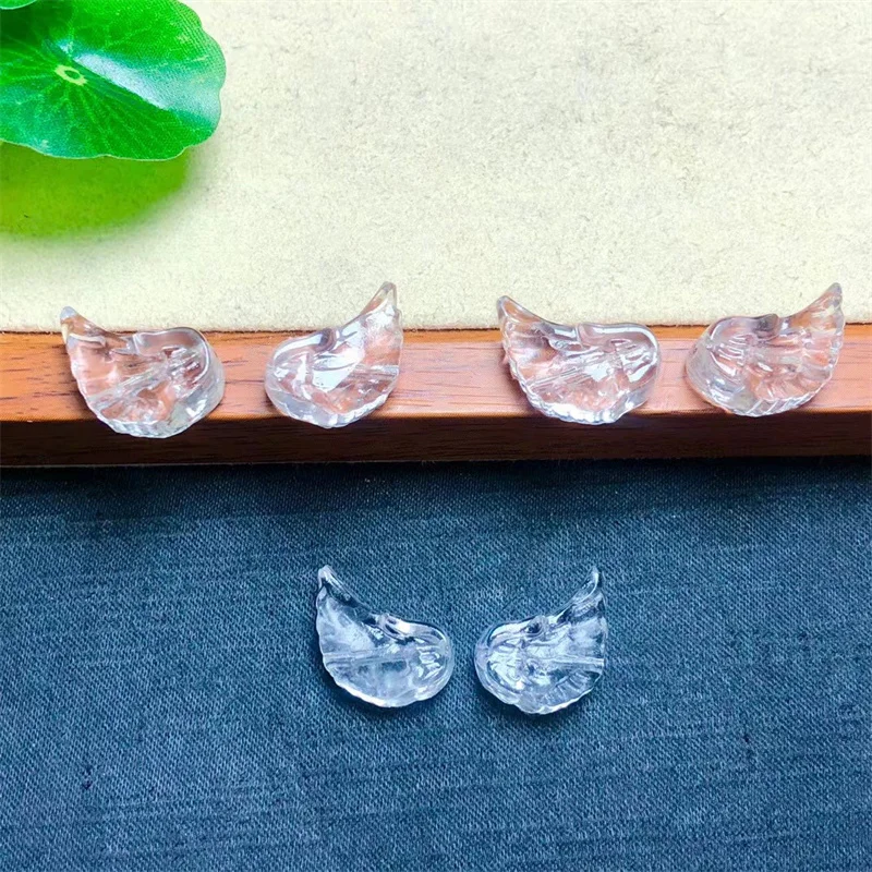 

Natural Clear Quartz Wings Carving Quartz Crystal Healing Pendant Fengshui Crafts Gift Jewelry Women 12MM 1Pair