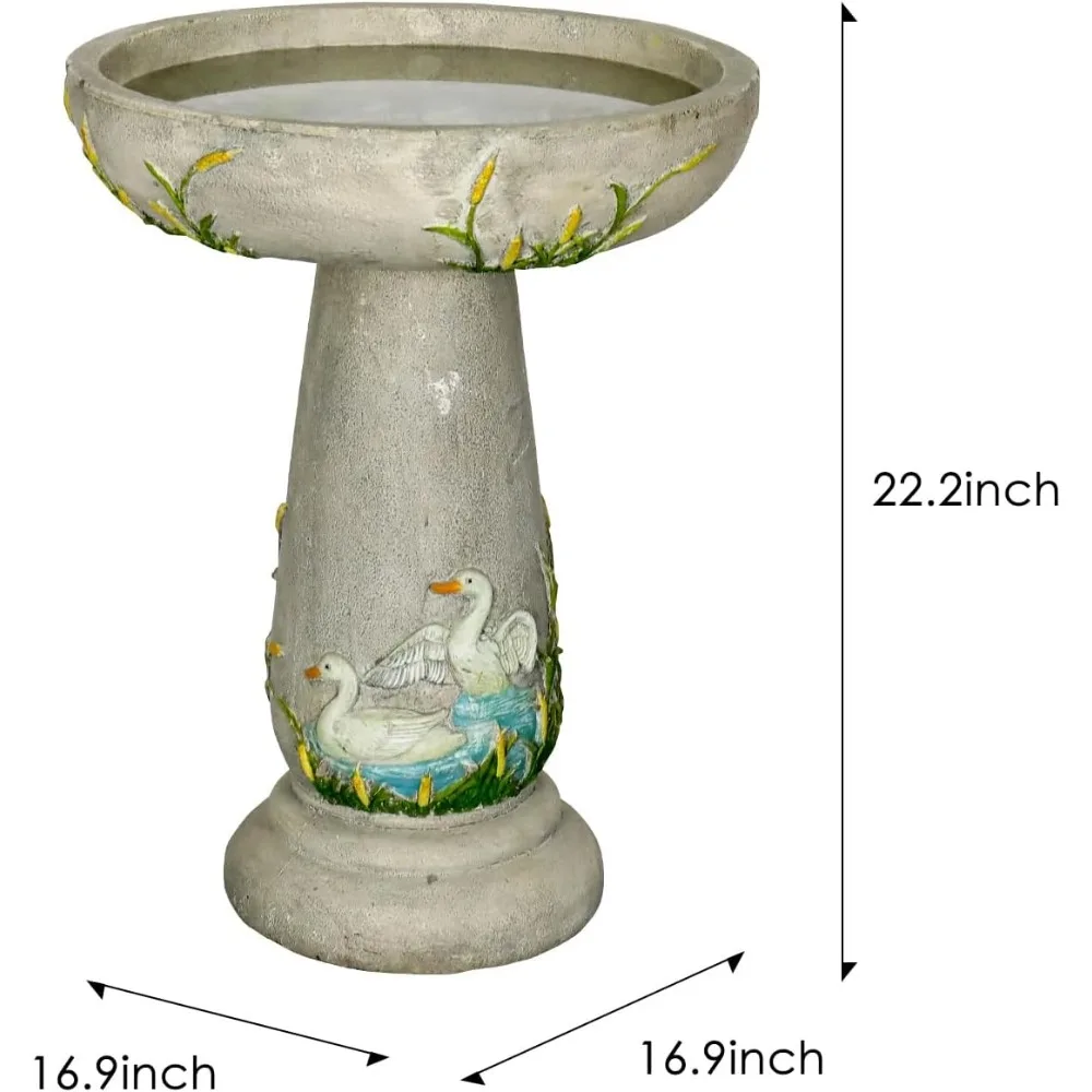 Carved Concrete Pedestal Birdbath 6