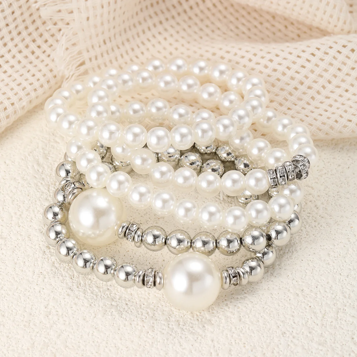 5pcs/Set Minimalist Pearl Beads Bracelet For Women Fashion Big Pearl Design Bracelet Sets Vintage Daily Wear Jewelry Gifts 2025