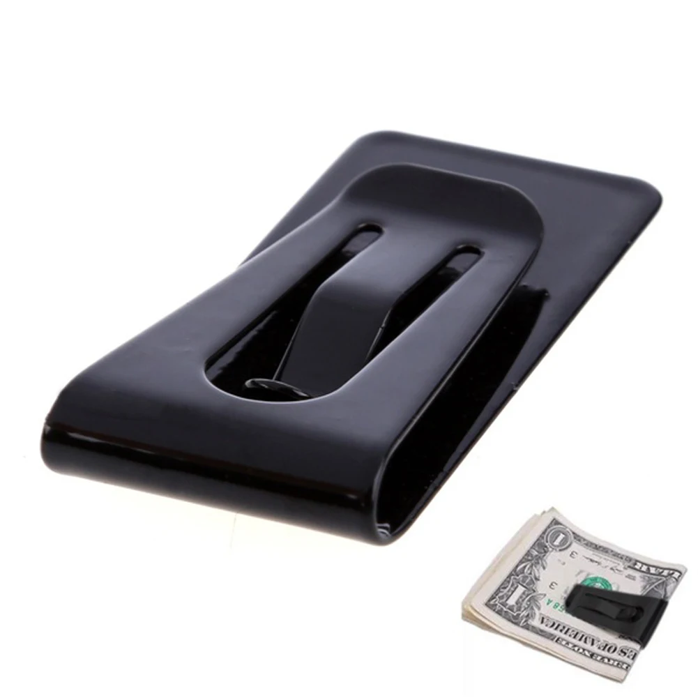 Stainless Steel Black Slim Pocket Cash Money Clip Holder Case For Office Male Mini Purse Metal Bill Clamp ID Credit Card Folder