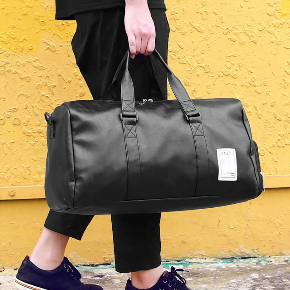 MARKROYAL PU Leather Travel Bag Independent Shoes Storage Big Fitness Bags Large Capacity Handbag Fashion Duffle Bag