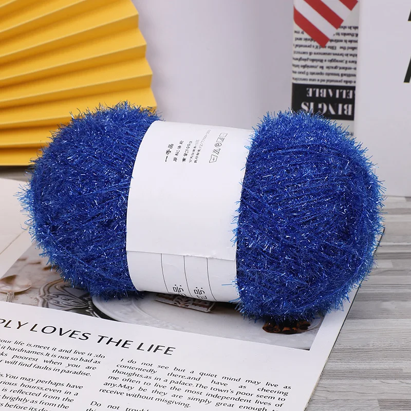 Hot Selling Polyester Fancy Eyelash  Glass Fiber Yarn Sparkle Scrubby Yarn for Cloth Knitting DIY 6