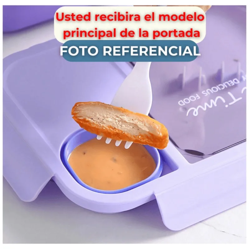 Portable Microwave Safe Bento Box with Fork and Spoon Leak-Proof Square Divider Food Storage Container for Office Lunch Picnic