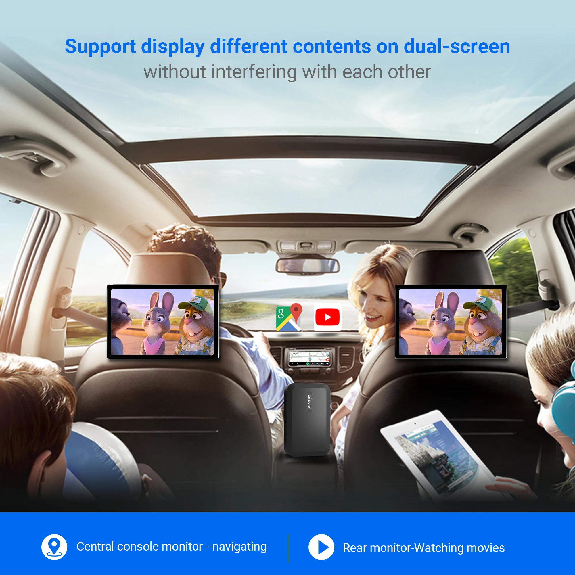 OTTOCAST PICASOU 2  PRO CarPlay AI Box Wireless CarPlay Android Auto HDMI Input for fire TV stick Netflix Box for Kia Hyundai