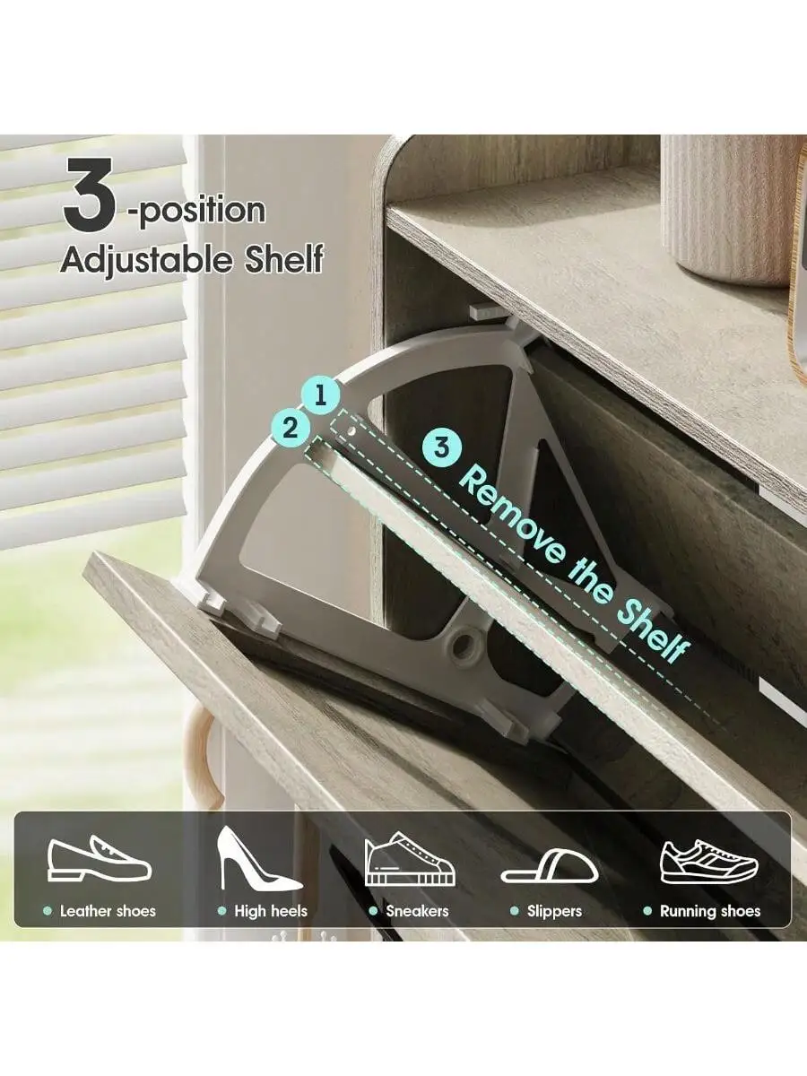 Maupvit Shoe Storage Cabinet with 3 Flip Drawers for 20 Pairs Entryway Shoe Storage with Shoe Bench Narrow Hidden Shoe O 6
