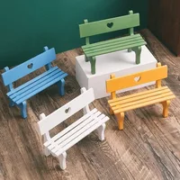 Creative Doll Housefurniture Toys Mini Bench Home Decoration Solid Color Small Bench Shooting Background Props Garden Ornaments 1