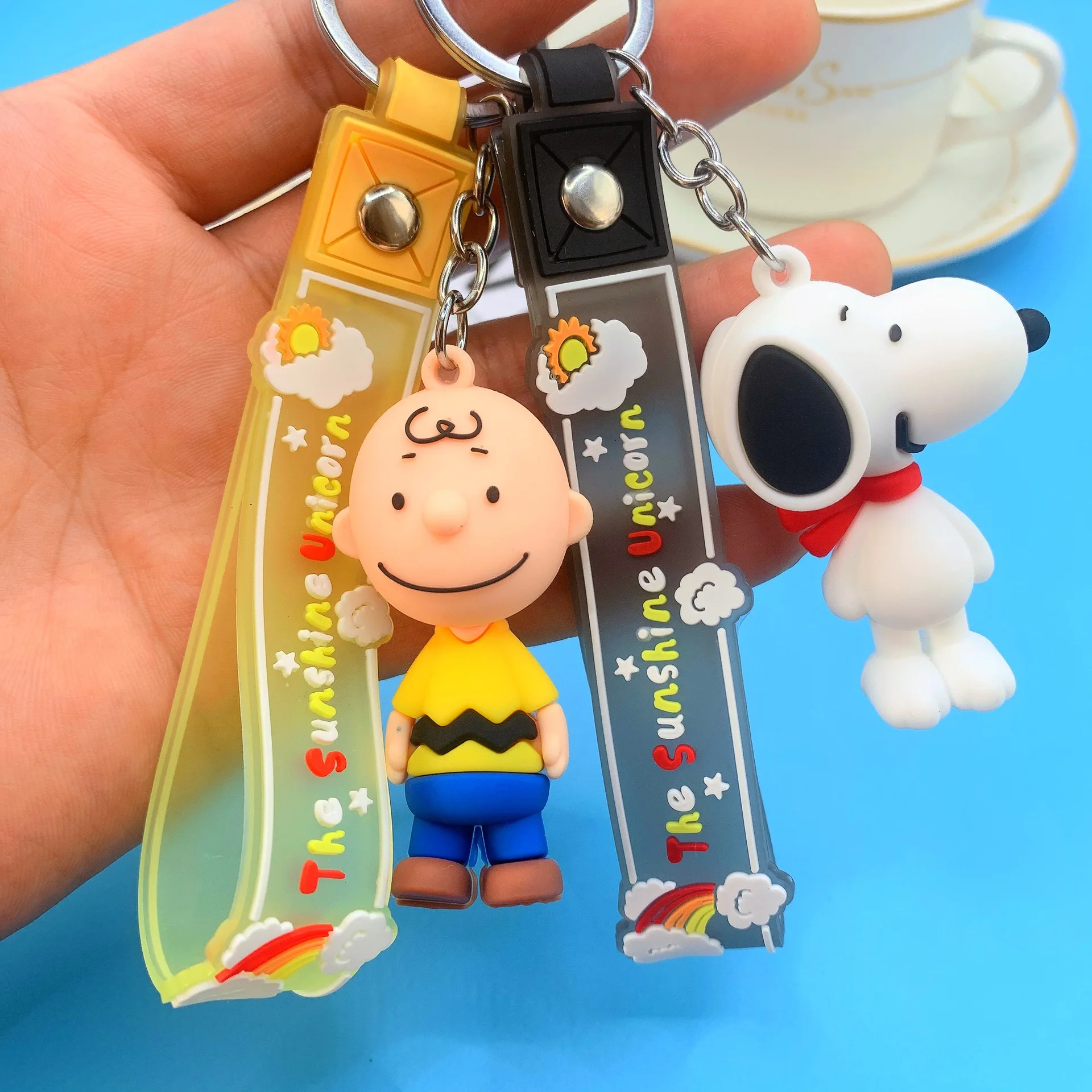 Snoopy Keychain Anime Woodstock Pendant for Women Bag Car KeyRing