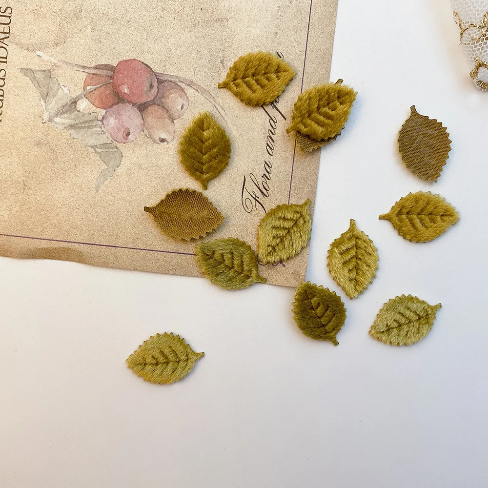 Super Mini Green Velvet Small Leaf Headdress Diy Handmade Flowers and Leaves Clothing Sweater Hair Accessories