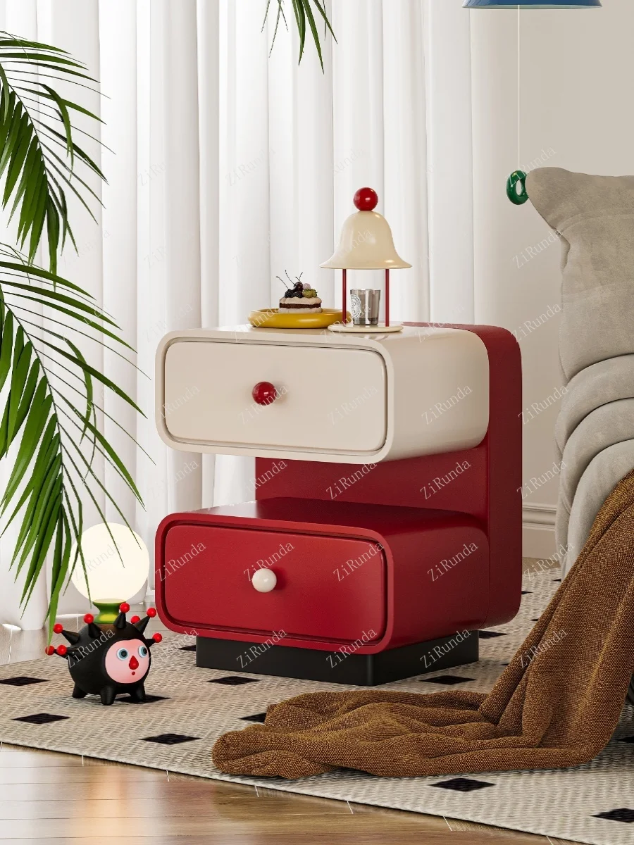 *Children's room rounded corner sugar cube solid wood bedside table