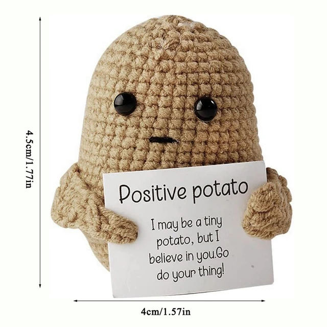 Mini Funny Positive Potato,creative Cute Wool Inspirational Potato Crochet  Doll With Positive Card For Birthday Gift (cucumber+lemon+avocado)
