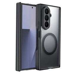 Magnetic Matte Transparent Hinge Case with Wireless Charging Feature for Samsung Galaxy Z TriFold (Black)