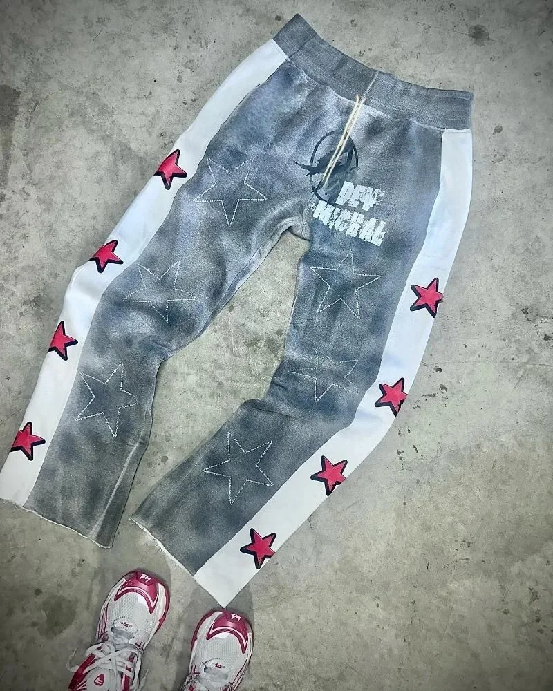 남성용 Y2K 아메리칸 패션 레트로 스트라이프 조깅 팬츠 힙합 고스 캐주얼 스웨트팬츠 하라주쿠 스타일 여성용 조커 스타일