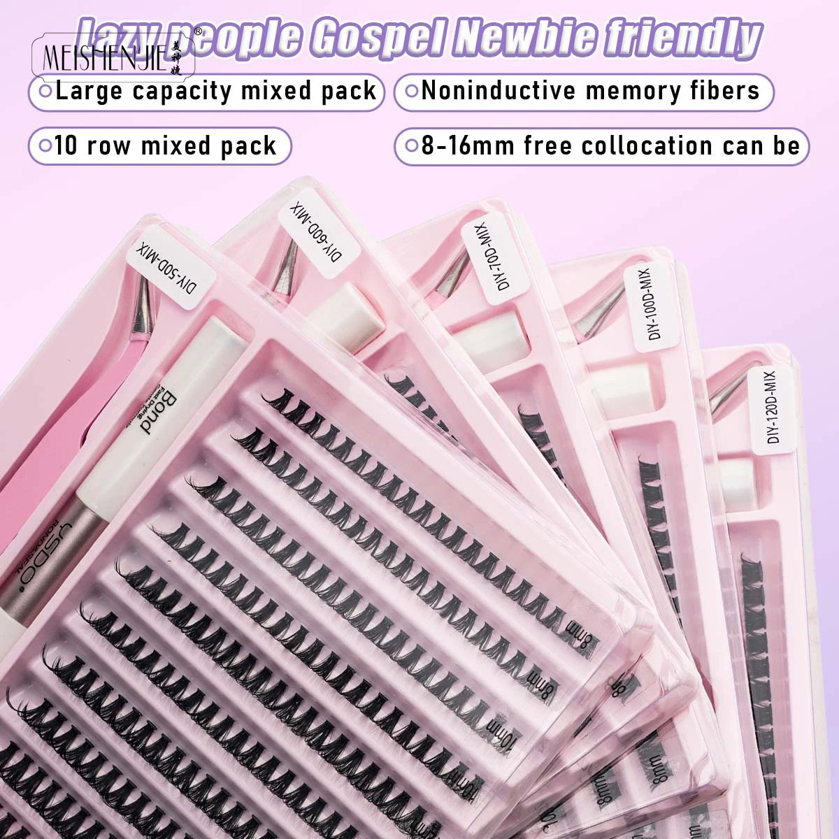Lash Extension Kit DIY 10 Rows Lash Clusters With Waterproof Strong Hold Lash Bond Seal Eyelash Tweezers Tools