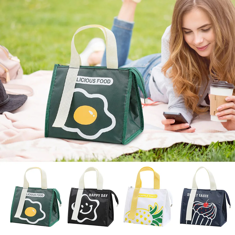 Insulated Cooler Bento Bag Aluminum Film Thermal Lunch Box Camping Supplies For Large Capacity Waterproof