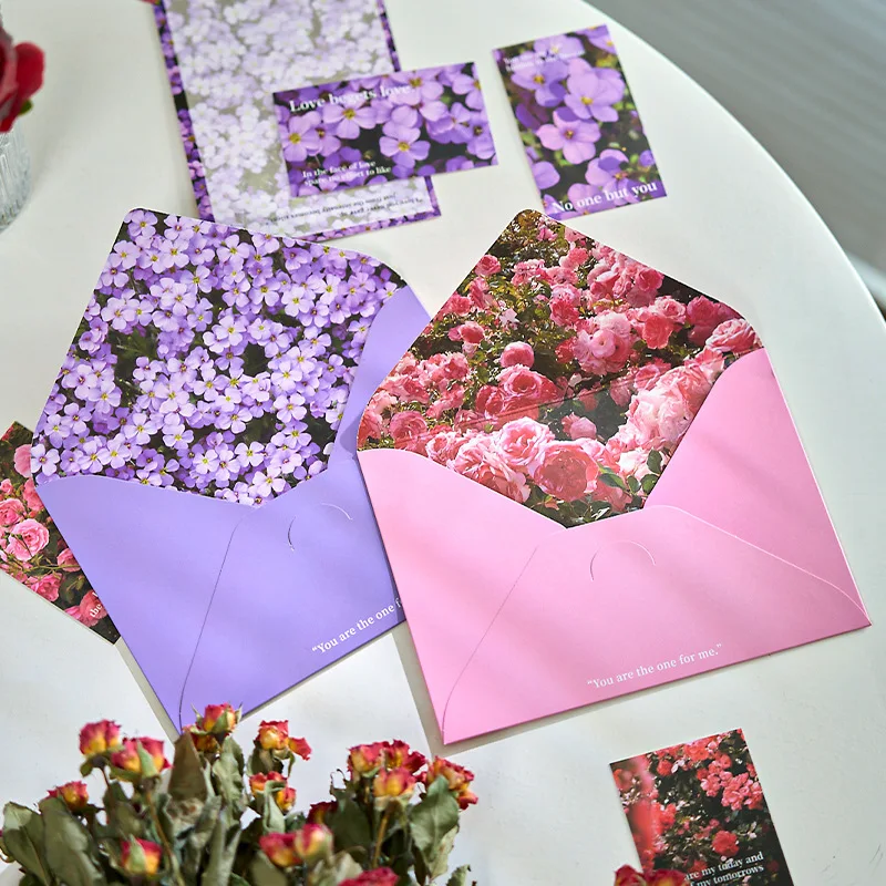 1set Letter Paper Set Flower Envelope Kawaii Stationery Wedding Greeting Card Envelope Invitation Set Party Supplies