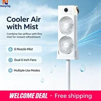 Ventilateur de brumisation de bureau à six trous, ventilateur de refroidissement par pulvérisation humidifiante rechargeable par USB, mini-refroidisseur d'air évaporatif portable pour bureau, dortoir, chambre à coucher, usage intérieur 2