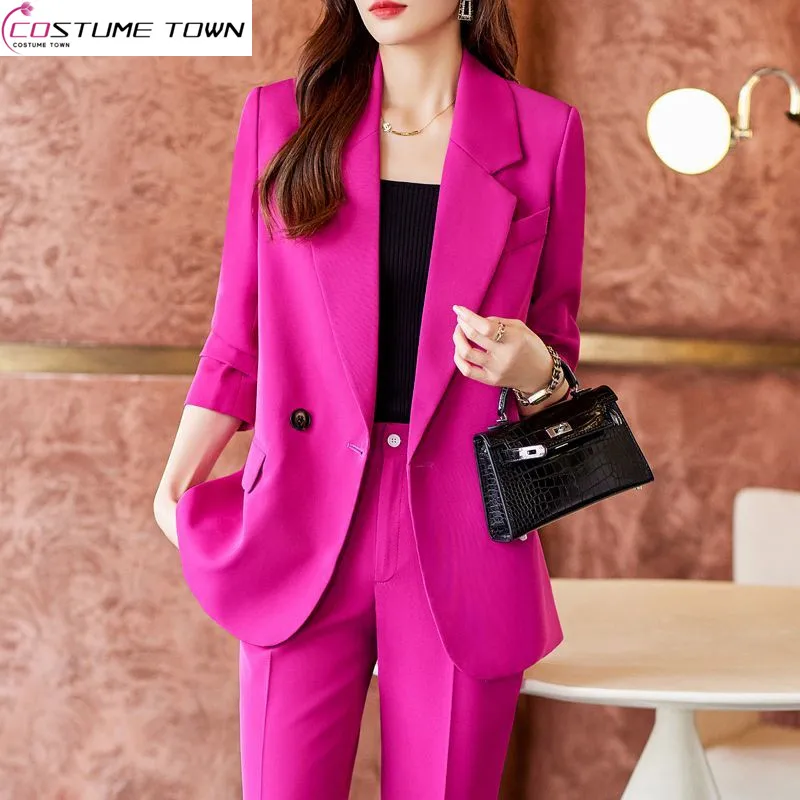 2023 Two Piece Women's Suit Spring and Autumn Advanced Sense Casual Suit Goddess Style Professional Set Trend professional suit goddess fan small suit professional business trend royal sister wind wild fashion dress white collar workers