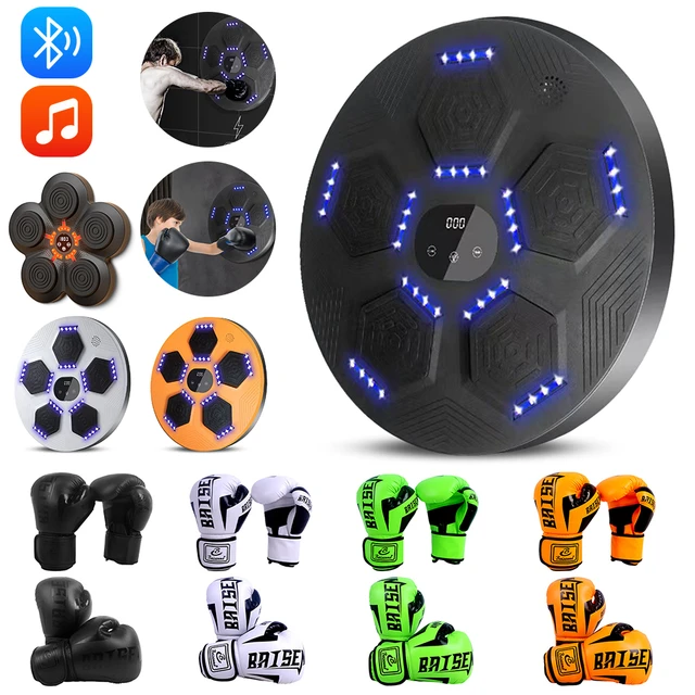 Máquina de boxeo de música inteligente, objetivo electrónico de pared,  almohadillas de boxeo, luz LED, bolsa de arena colgante, Compatible con  Bluetooth para niños y adultos - AliExpress