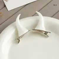 1pair Horn Hairpins Hot Girl Goth Duckbills Hair Clip Halloween Goth Ponytail Braids Hair Clip for Woman - Image 4