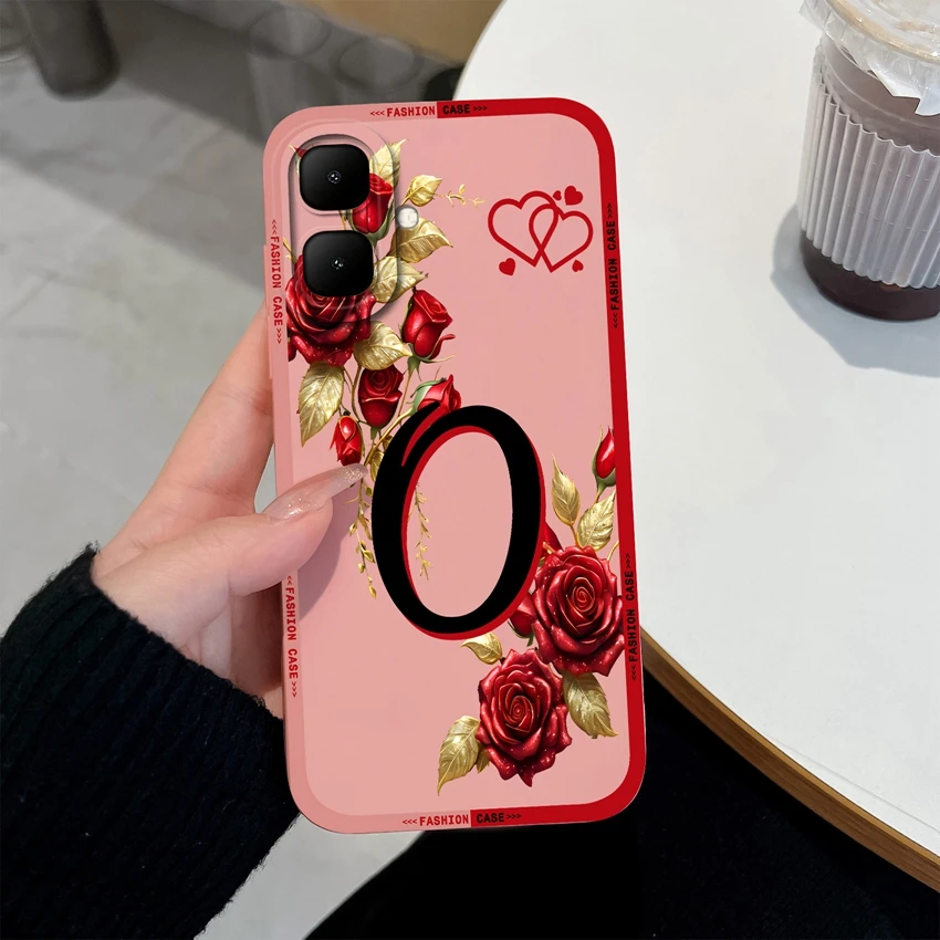 Rose Flower Letter Matte Silicone Shockproof Protective Phone Case