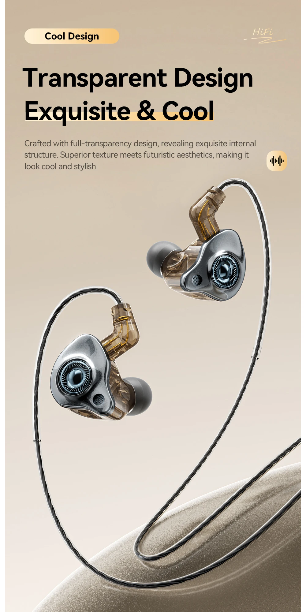 USB Type C 3.5mm Game Wired Earphones In Ear HiFi Headphones Bass Stereo Game Mu