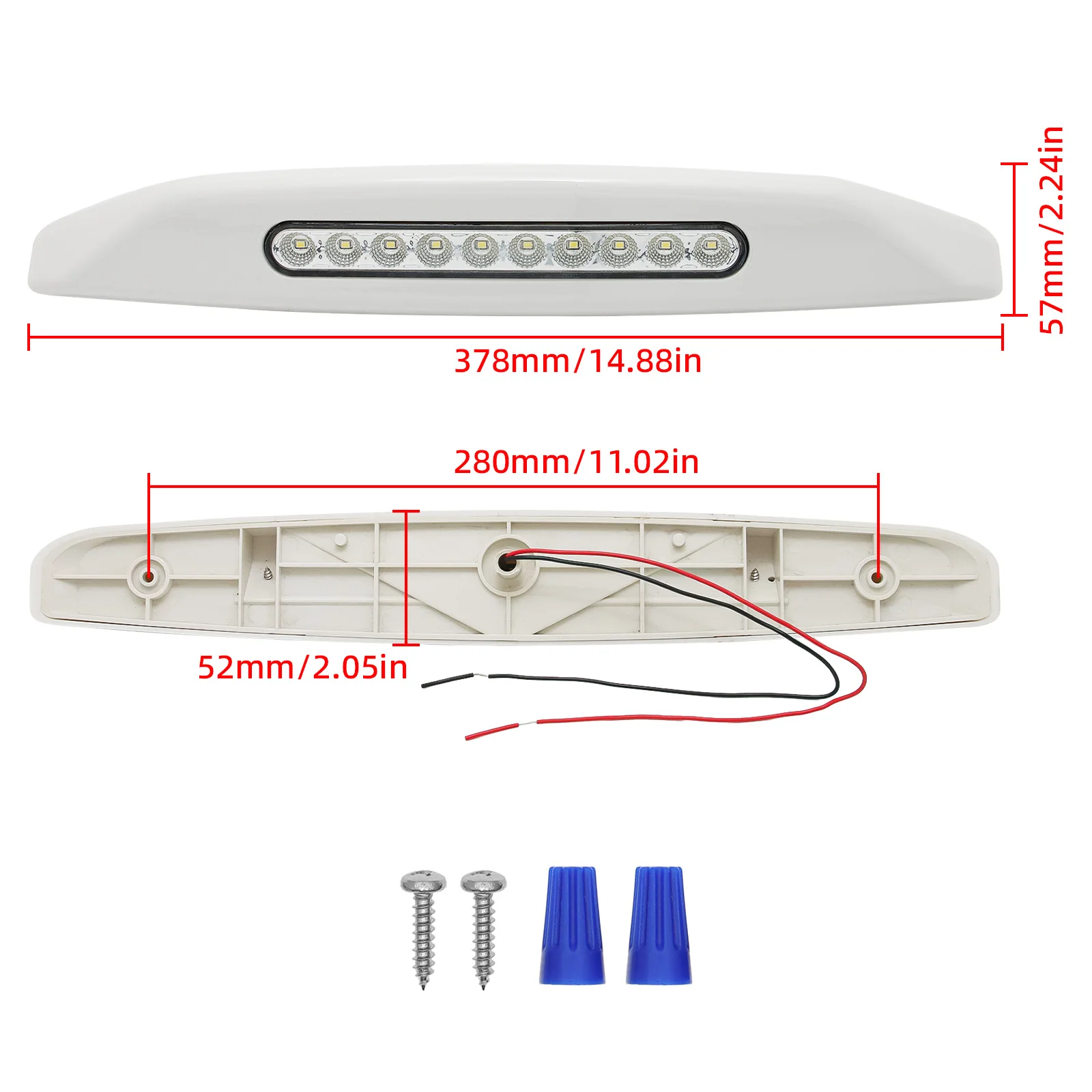 Luz LED Plateada Para Toldo O Porche - 12V, 10 Pulgadas, Ideal Caravana, Barco O Jardín
