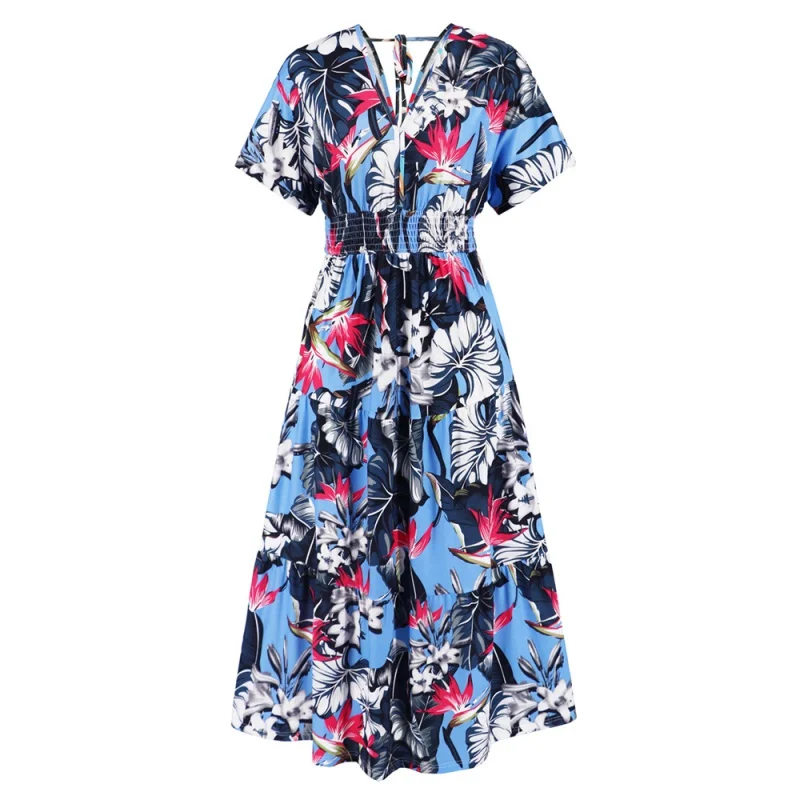 

[Hanyige Model Photo Shoot] 2023 Summer Slim-Fit Elegant Dress Cotton V-neck Long Floral Skirt