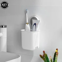 Portable Toothbrush Wall Mounted Holder Toothpaste Mouth Cup Waterproof Holder Drill-Free Bathroom Storage Shelf Rack Organizer 2