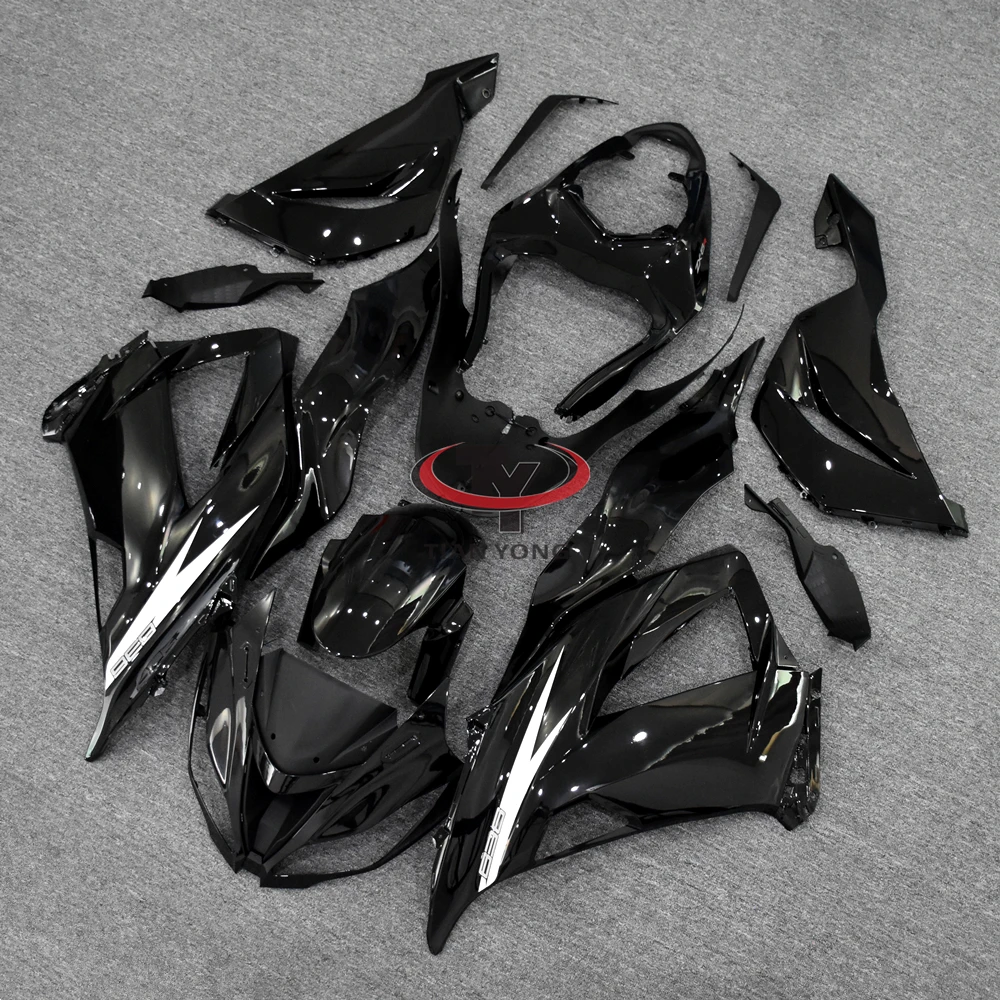 ZX6R 용 오토바이 풀 페어링 키트 2013 2014 2015 2016 2017 2018 ZX 6R 636 차체 카울링 브라이트 블랙 라떼 아트