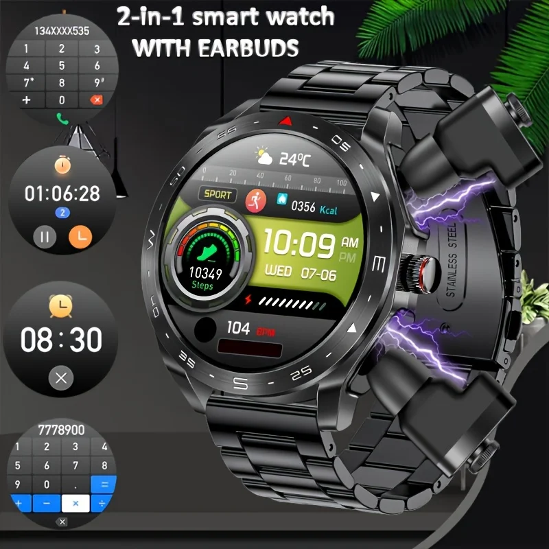 T95 Smart Watch TWS 2-in-1 Bluetooth Earphones With Built-in Speaker HIFI 9D Sound Quality Health And Exercise Monitoring smart watch