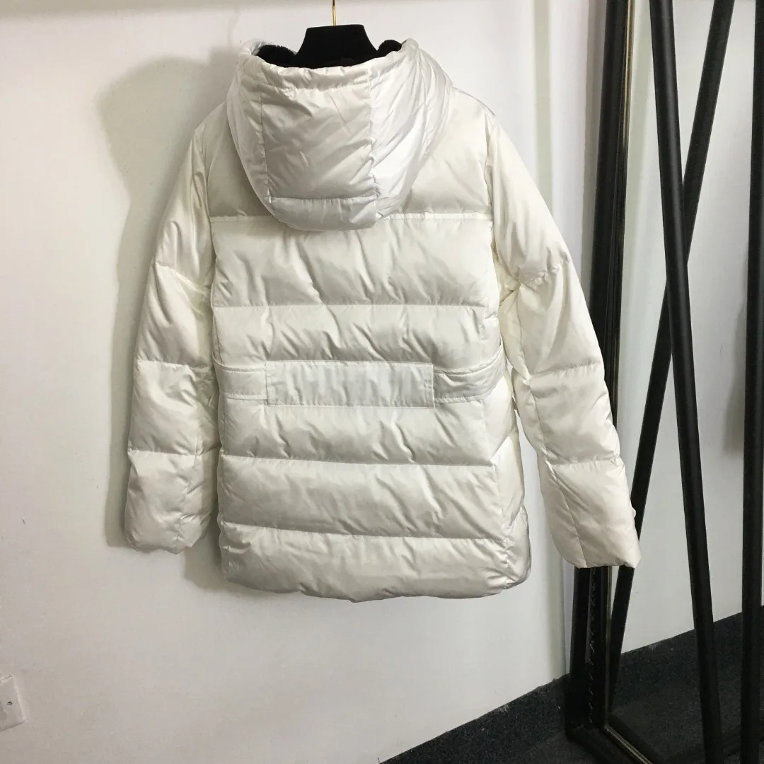 Warm plush lining, hat, waistband, drawstring, long sleeved down cotton jacket, Women's down jacket