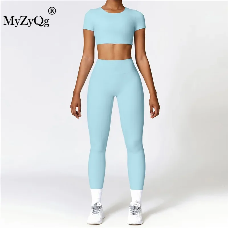 

MyZyQg Women Yoga Sets High Intensity Tight Short Sleeve T-shirt Pant Outside Leisure Sports Pilate Running Fitness Legging Suit