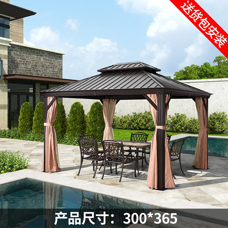 

3*3.65 Upgrade fund Outdoor Garden Tent Pavilion 3x3m Chinese Garden Gazebo Wooden Pavilion Outdoor Aluminum Blade Manual canopy