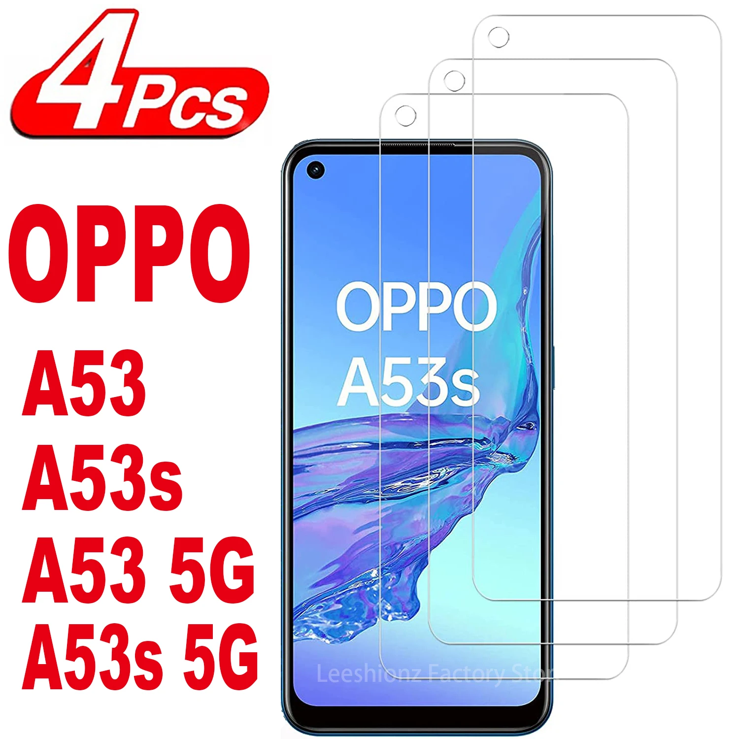 

4Pcs HD Screen Protector Glass For OPPO A53 A53s 5G A54S A55 A58 A57S A74 5G A76 A77 A78 A73 A98 5G Tempered Glass Film
