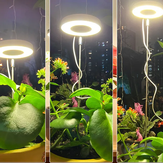 Kis Led -Es Növények Grow Könnyű, Kicsi Növénynövekedés Teljes Spektrum Usb Töltővel És Automatikus Időzítő Magasságával Állítható Növényi Halo - Image 3